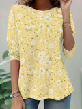 Camisa de flores con cuello redondo y manga larga