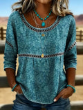 Blusa vintage con cuello redondo