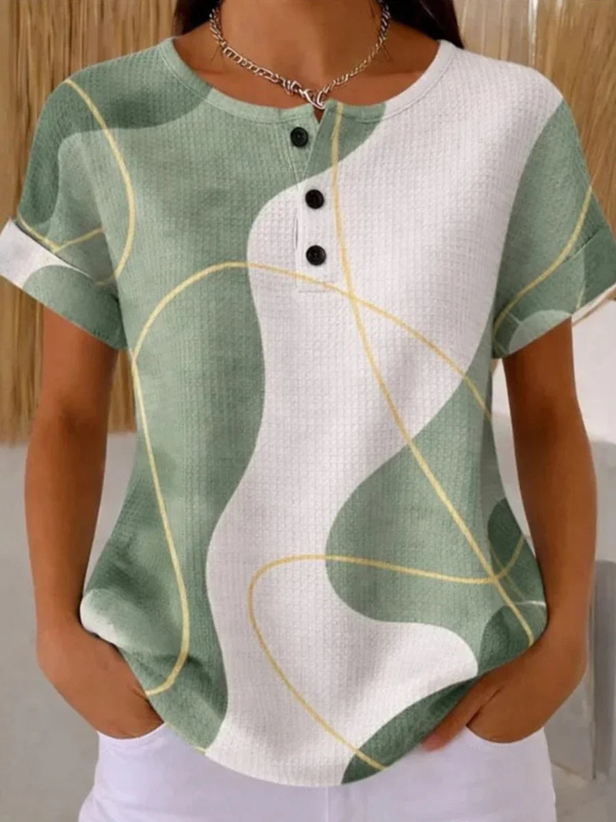 Blusa casual bicolor con manga corta