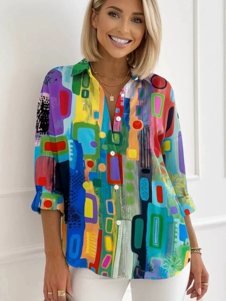 Camisa chic multicolor con manga larga