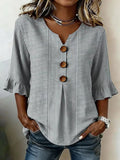 Blusa casual de rayas con escote en pico