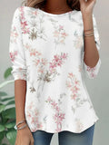 Camisa de flores con cuello redondo y manga larga · Selena