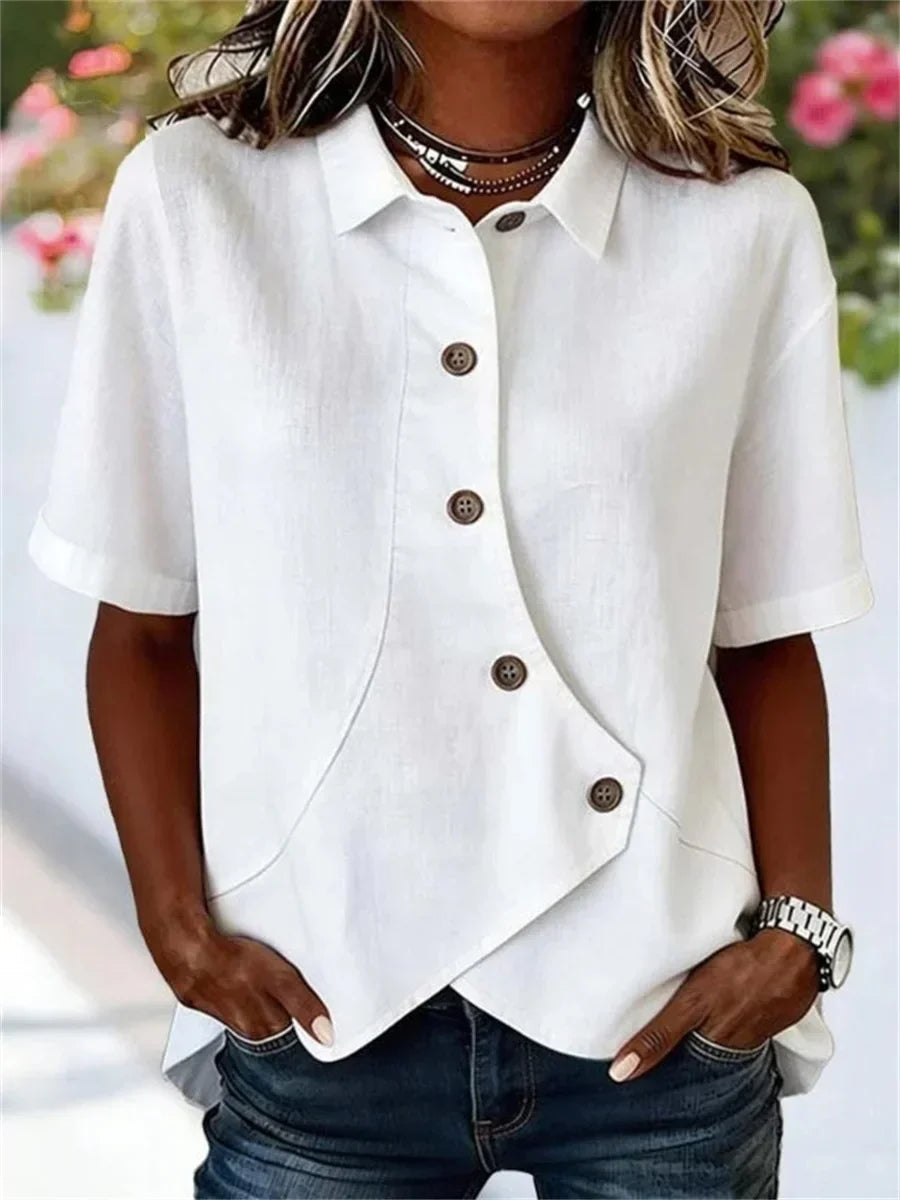 Blusa casual lisa con manga corta