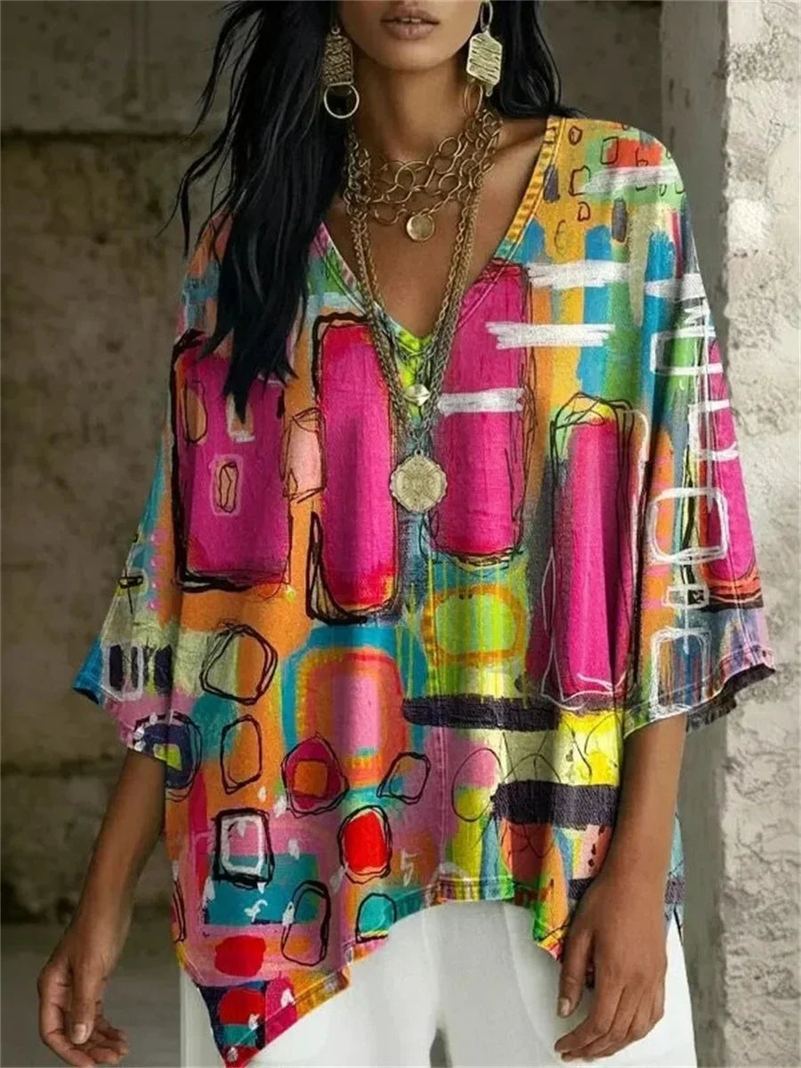 Blusa vintage con escote en pico