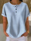 Blusa casual de rayas azul con manga corta