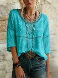 Blusa vintage de flores con cuello redondo · Juno