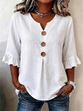 Blusa casual lisa con escote en pico