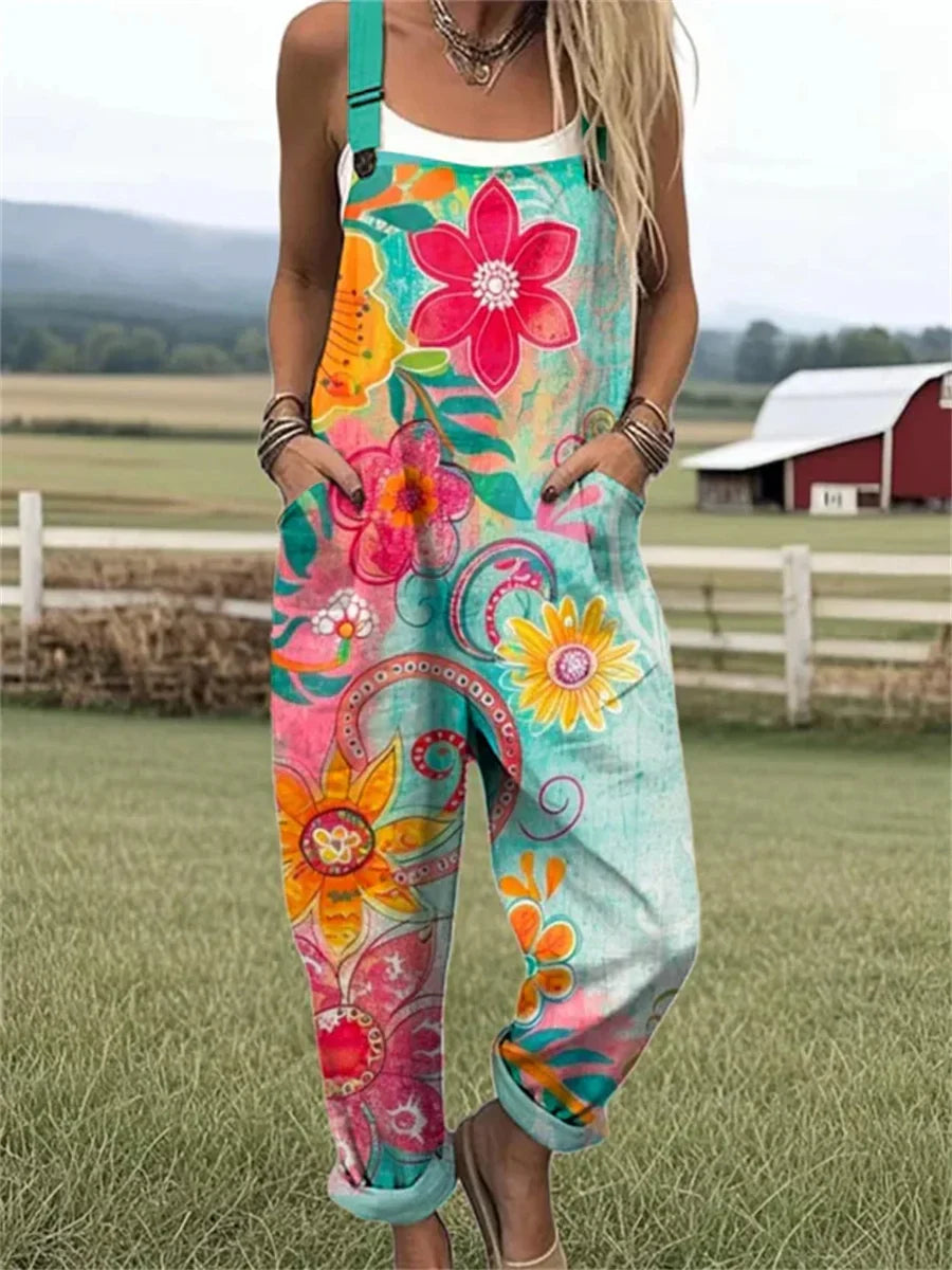 Mono vintage de pernera ancha de flores · Ura