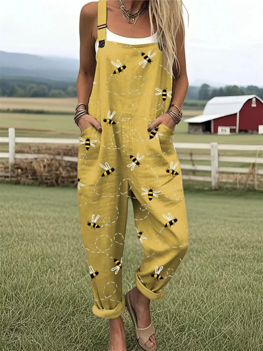 Mono casual de pernera ancha de abejas