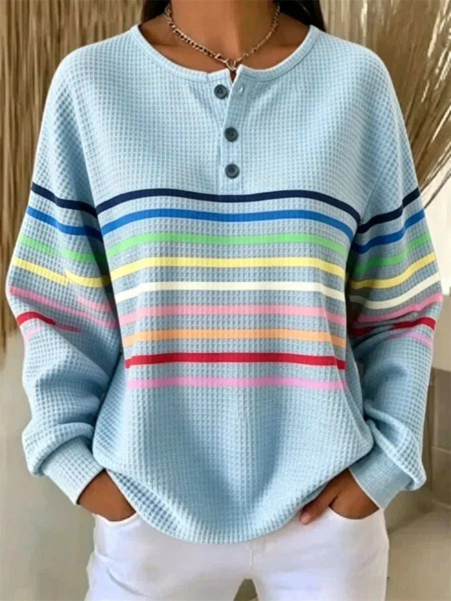 Sudadera casual de rayas con manga larga