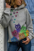 Sudadera de gatos con capucha y manga larga