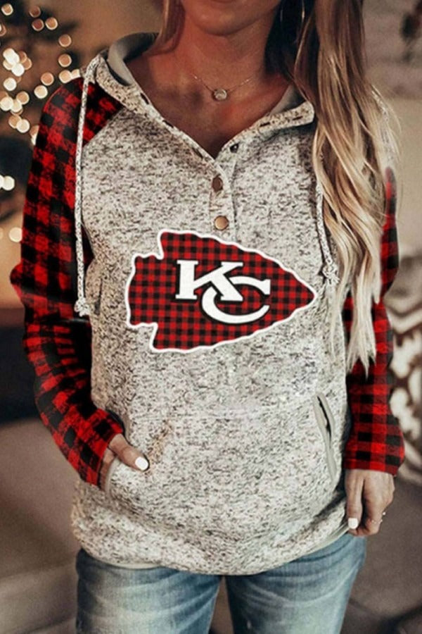 Sudadera de cuadros con capucha y manga larga