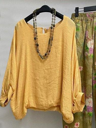Conjunto casual de dos piezas liso con manga tres cuartos
