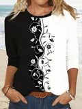 Sudadera de patchwork con cuello redondo y manga larga