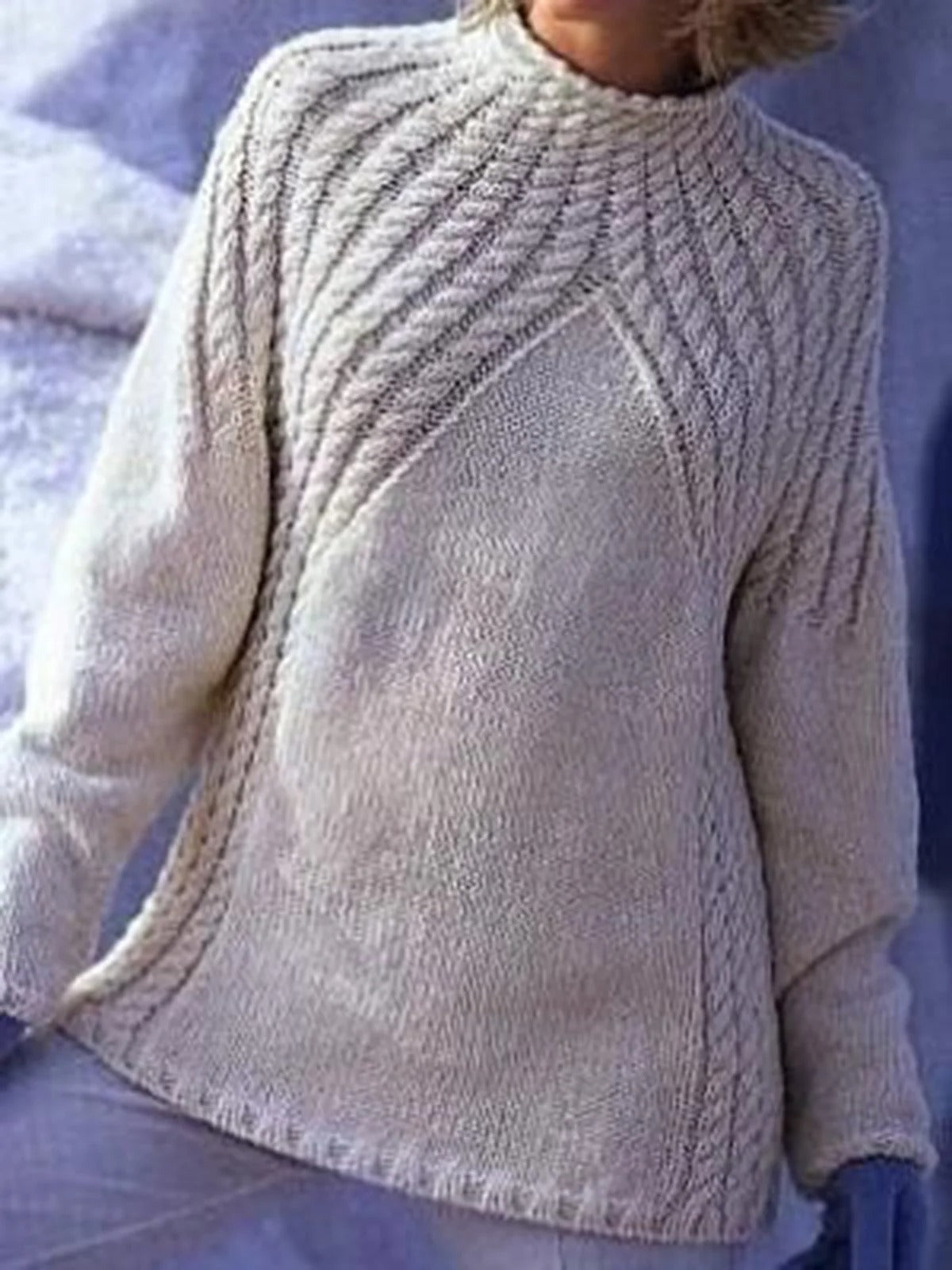 Jersey casual liso con cuello alto y manga larga