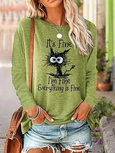 Sudadera con letras con cuello redondo y manga larga