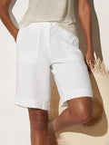 Shorts casual lisos con bolsillos y cremallera