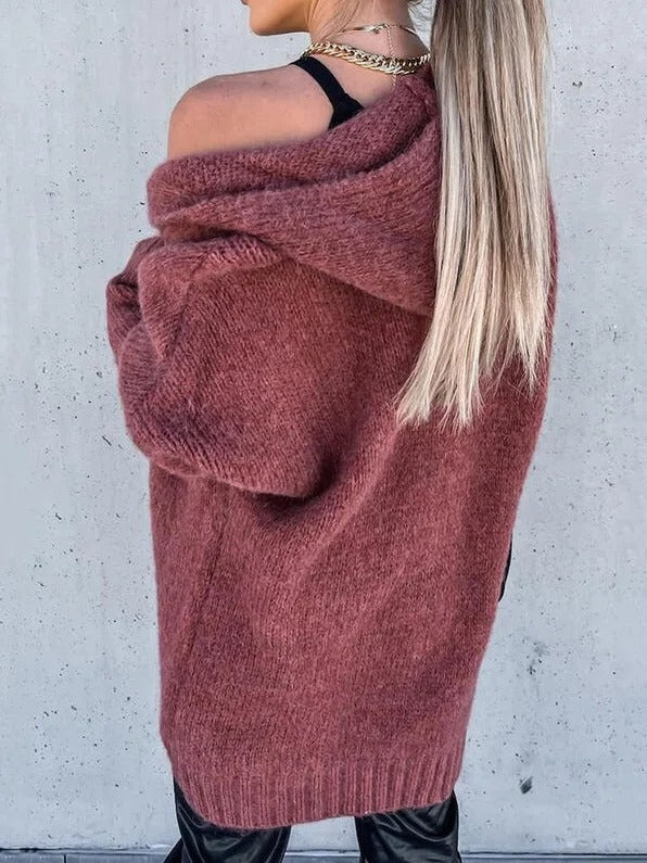 Cárdigan liso con capucha y manga larga — foto 2