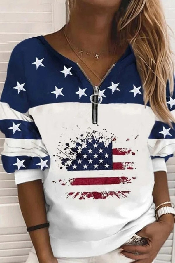 Sudadera estampada con manga larga y cremallera