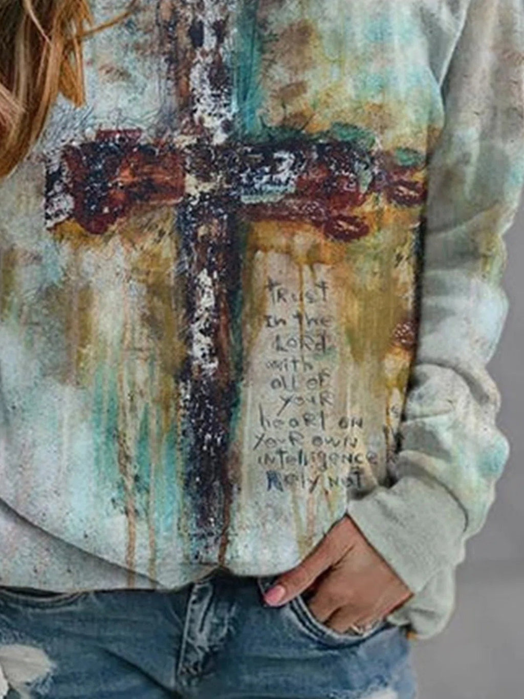 Sudadera estampada con cuello redondo y manga larga — foto 3