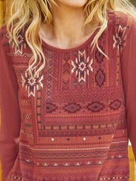Sudadera étnica con cuello redondo y manga larga — foto 2