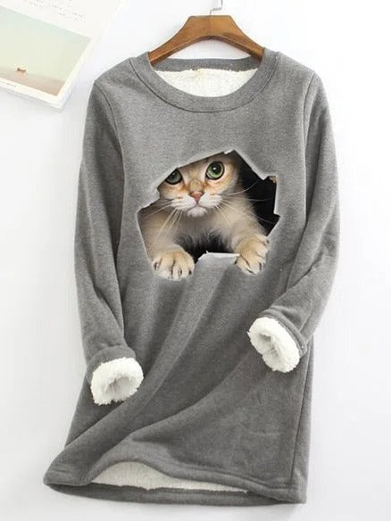 Ropa interior térmica de gatos con cuello redondo