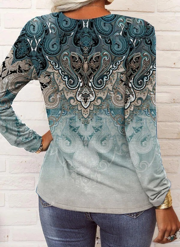 Sudadera boho étnica con cuello redondo y manga larga — foto 2