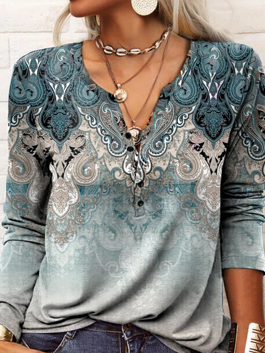 Sudadera boho étnica con cuello redondo y manga larga — foto 3