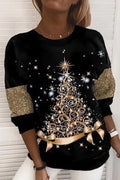 Sudadera de árboles de Navidad con cuello redondo y manga larga