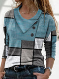 Sudadera bicolor con solapa, manga larga y botones