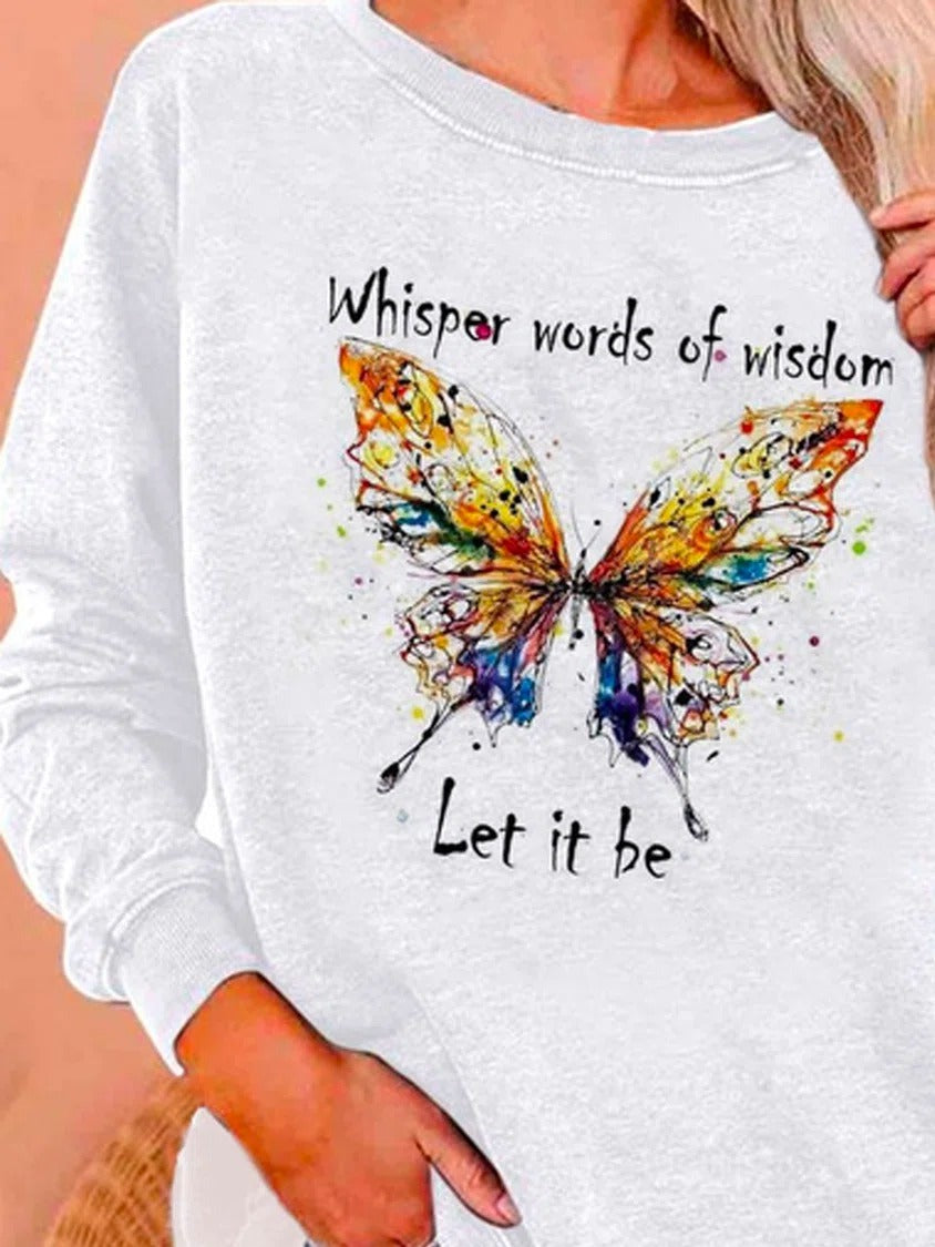 Sudadera de mariposas con cuello redondo y manga larga — foto 2