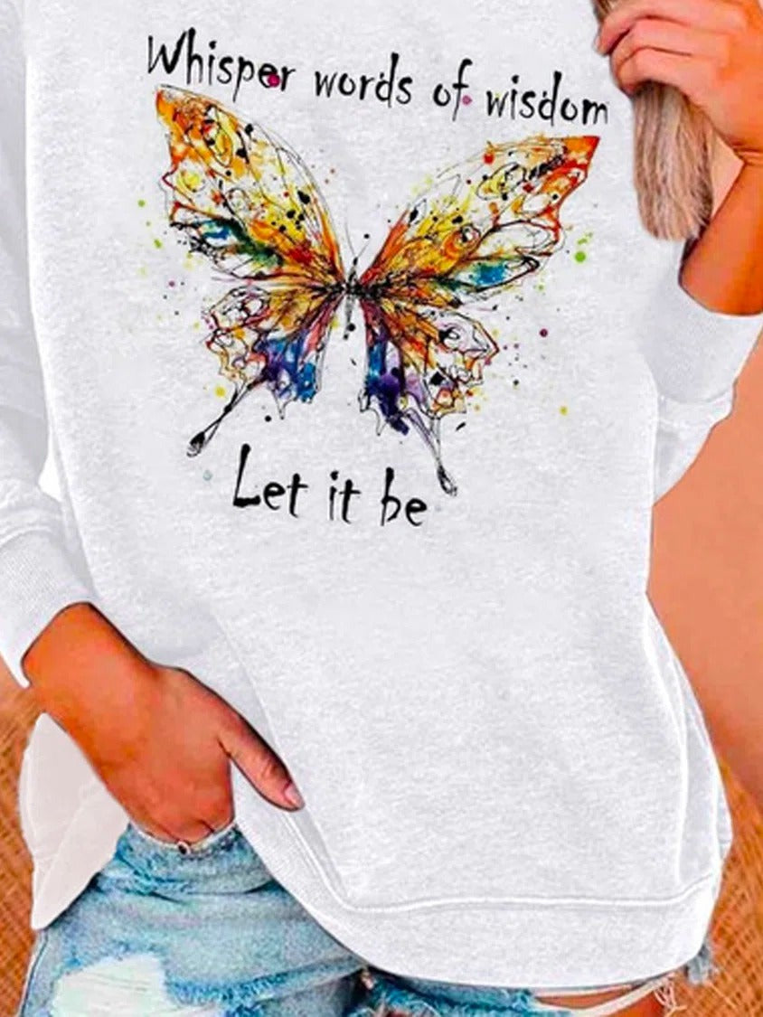 Sudadera de mariposas con cuello redondo y manga larga — foto 3