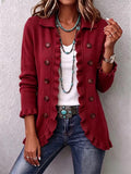 Rosalía Chaqueta de Punto Rojo Rubí con Volantes