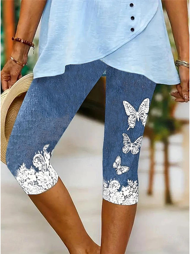 Pantalón capri de talle alto de mariposas — foto 2