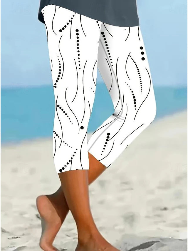 Pantalón capri de talle alto de flores