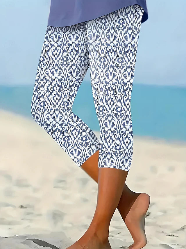 Pantalón capri de rayas con cintura elástica — foto 3