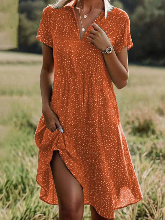 Vestido de lunares con solapa y manga corta — foto 2