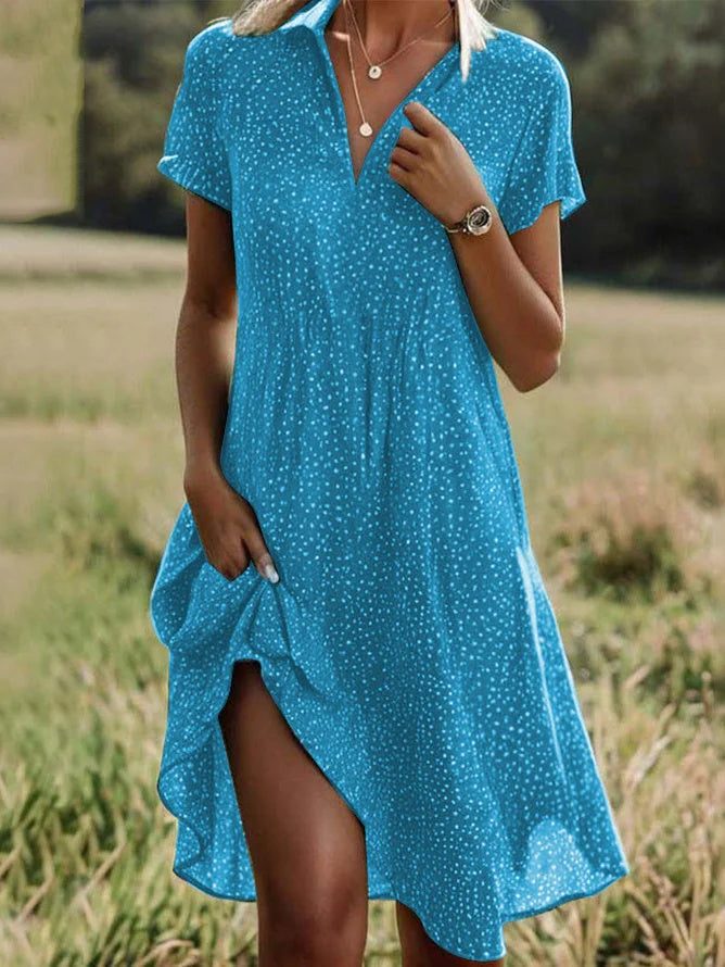 Vestido de lunares con solapa y manga corta — foto 3