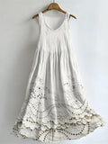 Vestido fluido de flores de lino
