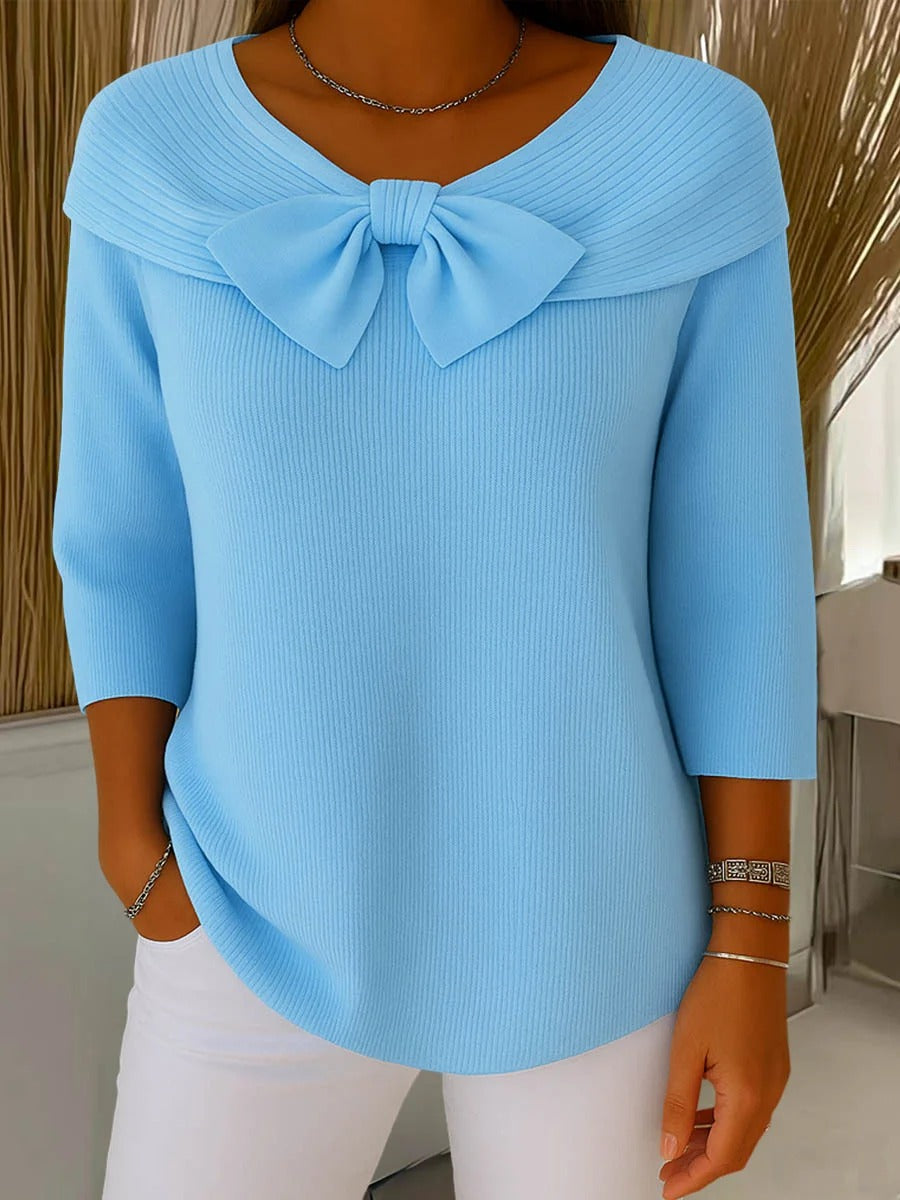 Trinidad Jersey con Lazo y Cuello Redondo