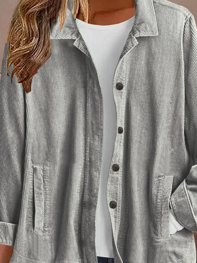 Chaqueta casual holgada lisa con cuello camisero — foto 2