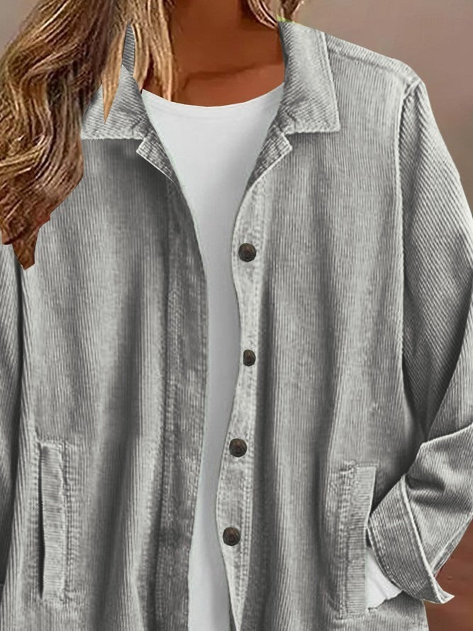 Chaqueta casual holgada lisa con cuello camisero — foto 3