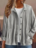 Chaqueta casual holgada lisa con cuello camisero