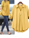 Camisa casual holgada lisa con cuello camisero · Fabia