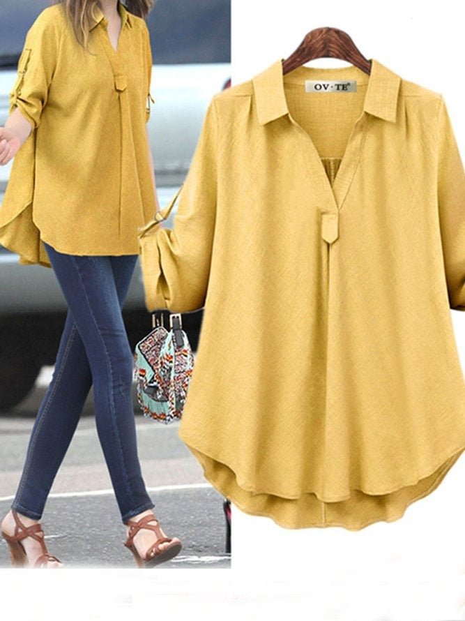 Camisa casual holgada lisa con cuello camisero · Fabia
