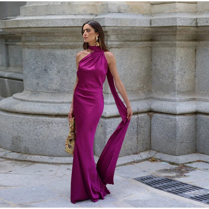 Vittoria Vestido Maxi Satinado Asimétrico