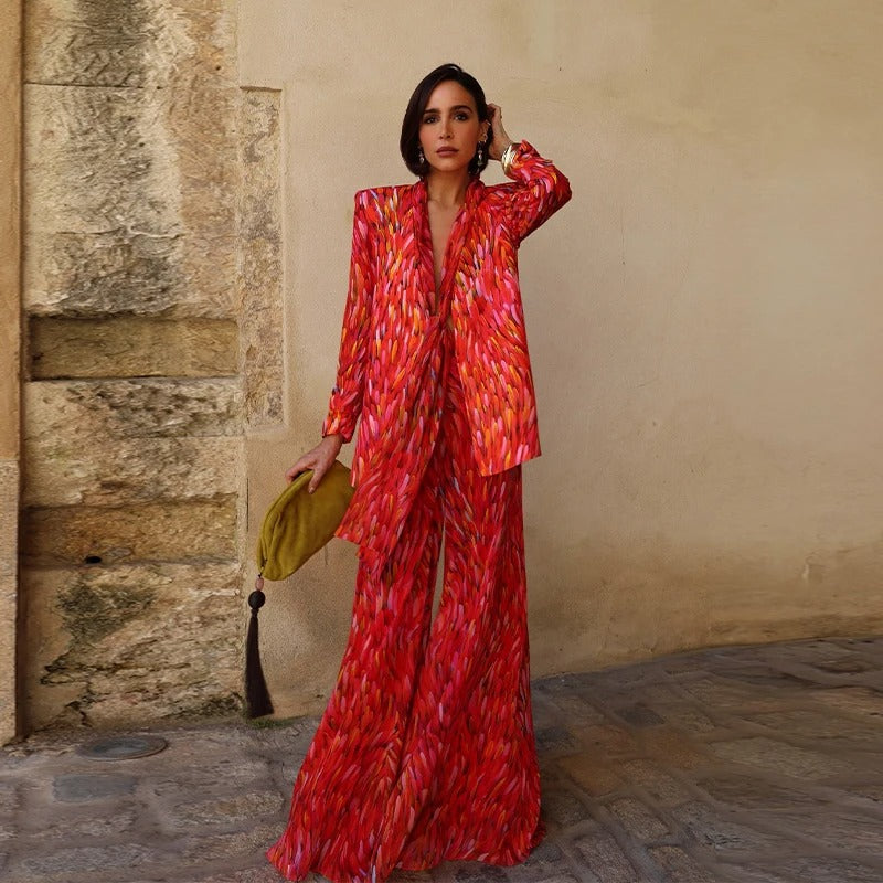 Elondra Conjunto de Pantalón Floral y Blazer