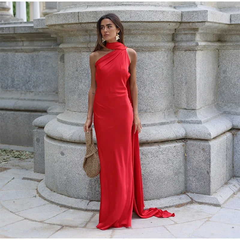 Vittoria Vestido Maxi Satinado Asimétrico