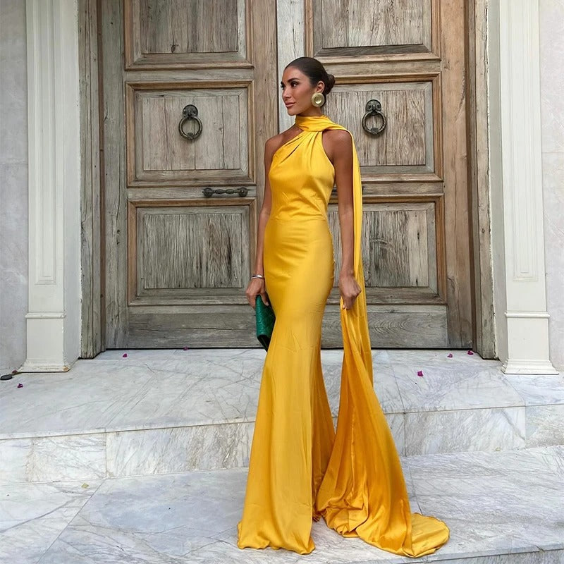 Vittoria Vestido Maxi Satinado Asimétrico