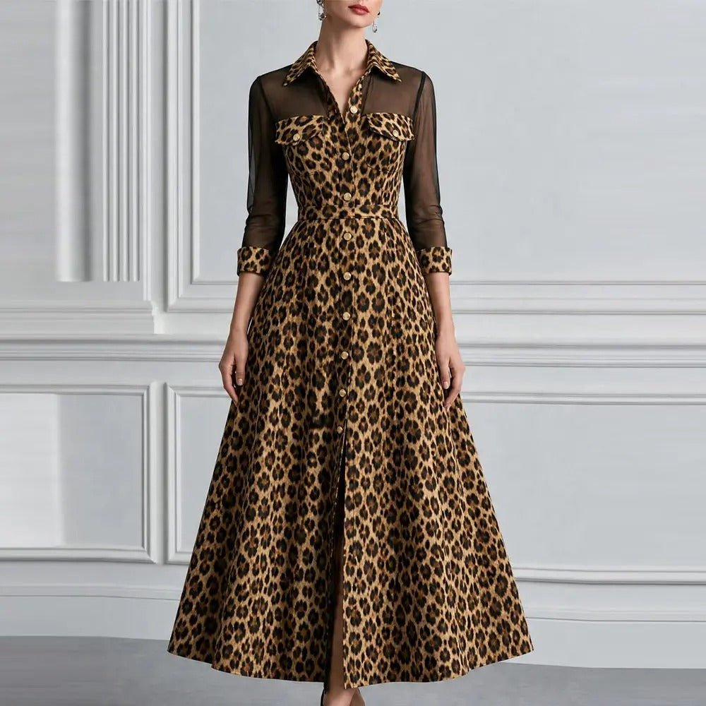 Benedetta Vestido Maxi de Tul Animal Print